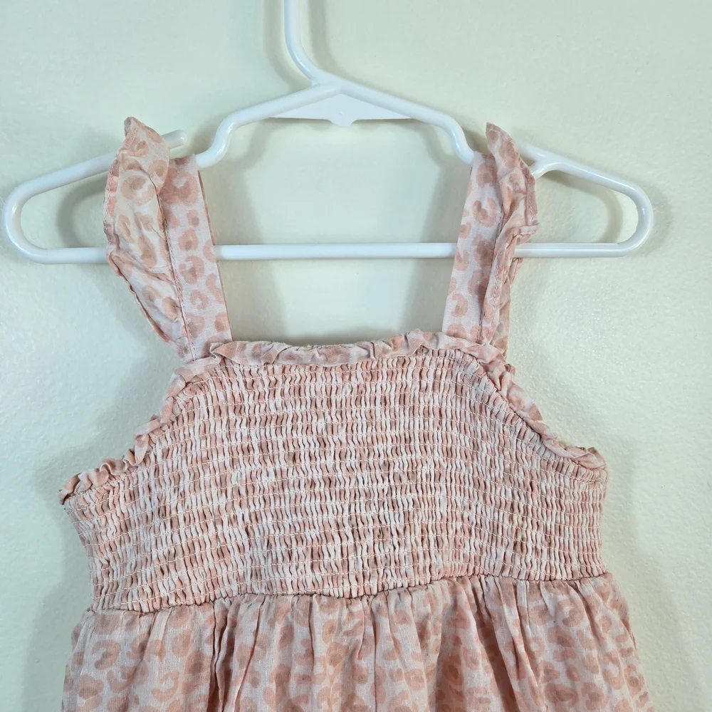 Cynthia‎ Rowley Girls Pink Animal Print Sleeveless Smocked Lagenlook Sundress 4T